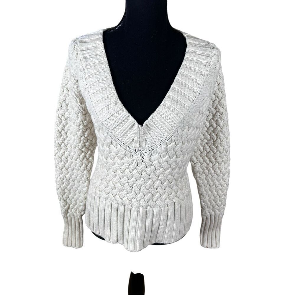 Banana Republic chunky cable knit Natural cream Xtra Fine Italian Merino Wool XL